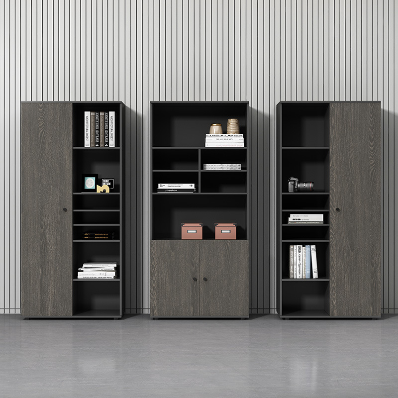 办公室落地木质收纳文件柜资料柜档案简约书柜组合板式老板背景柜