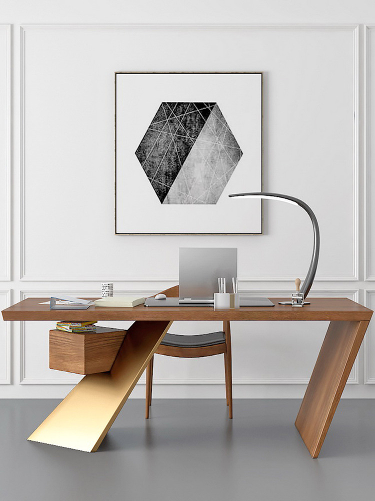 loft实木老板桌简约现代创意办公桌设计师办工桌北欧原木电脑桌